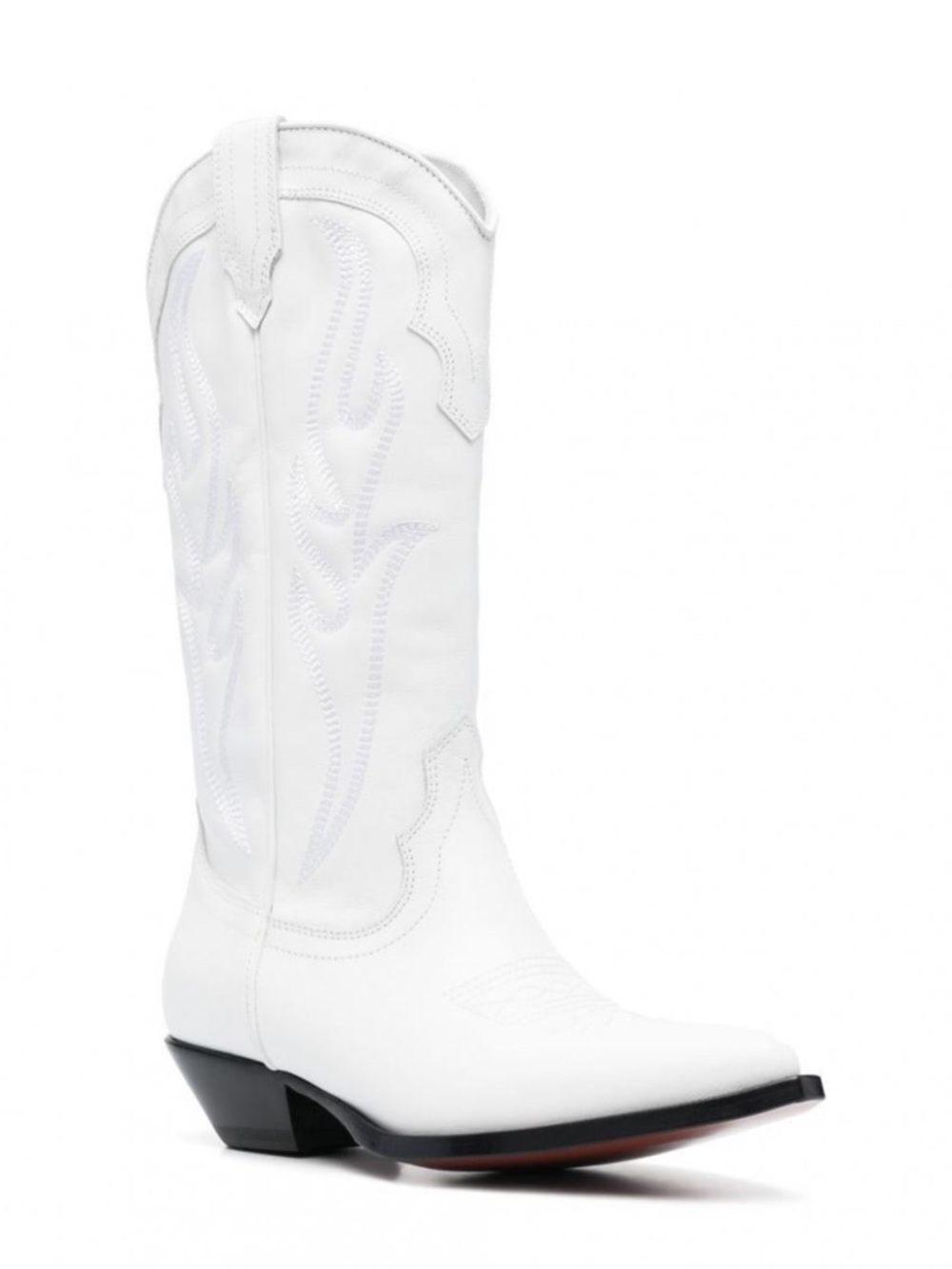 Sonora Santa Fe White Leather Western Cowboy Boot with stacked heel
